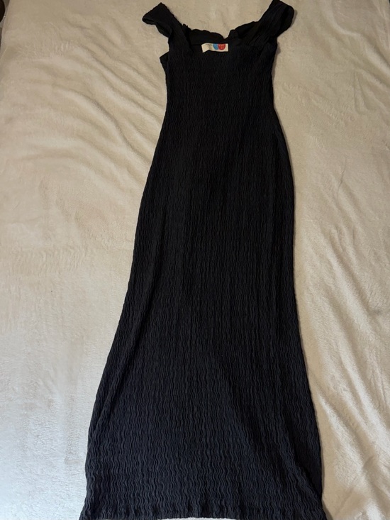 lululemon athletica Dresses & Skirts - FP Beach Black Textured Maxi Dress Small Smocked Stretch Sleeveless Boho
